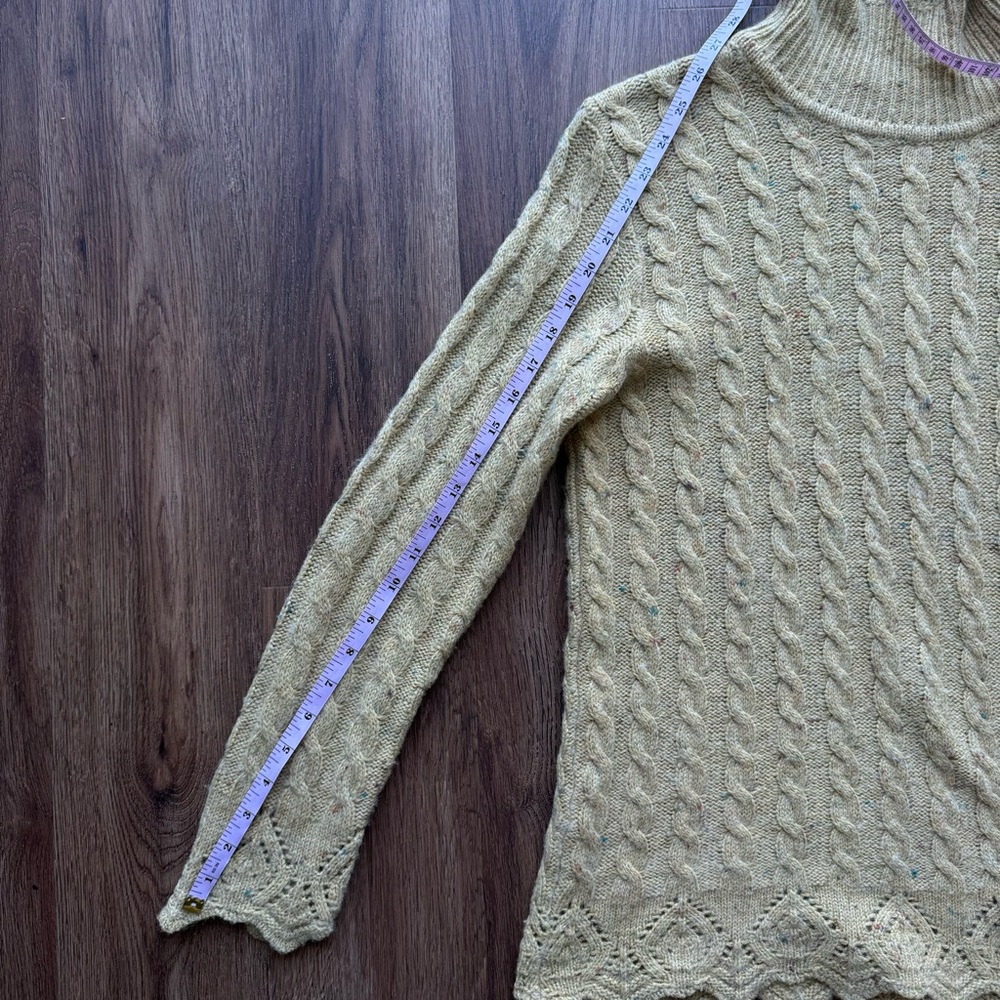 Vintage Alain Manoukian Italy Merino Wool Sweater Turtleneck Lace Cable Knit - Picture 15 of 17